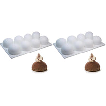 Silikon Kugelform 8 Hohlräume - Für Schokolade, Gelee & Co. (2er Pack)