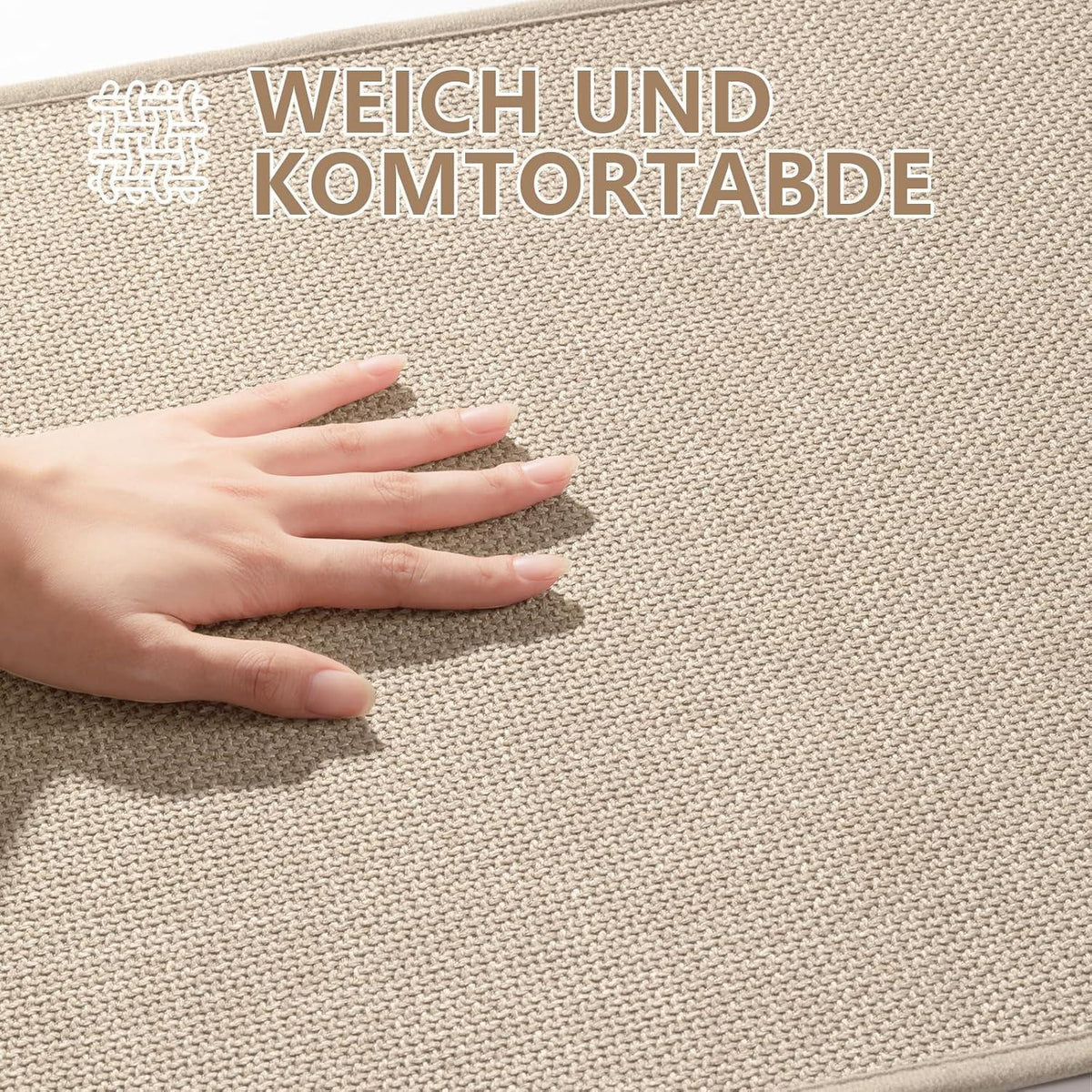 Rutschfester Badezimmerteppich 43x61 cm – Beige (2er-Pack)