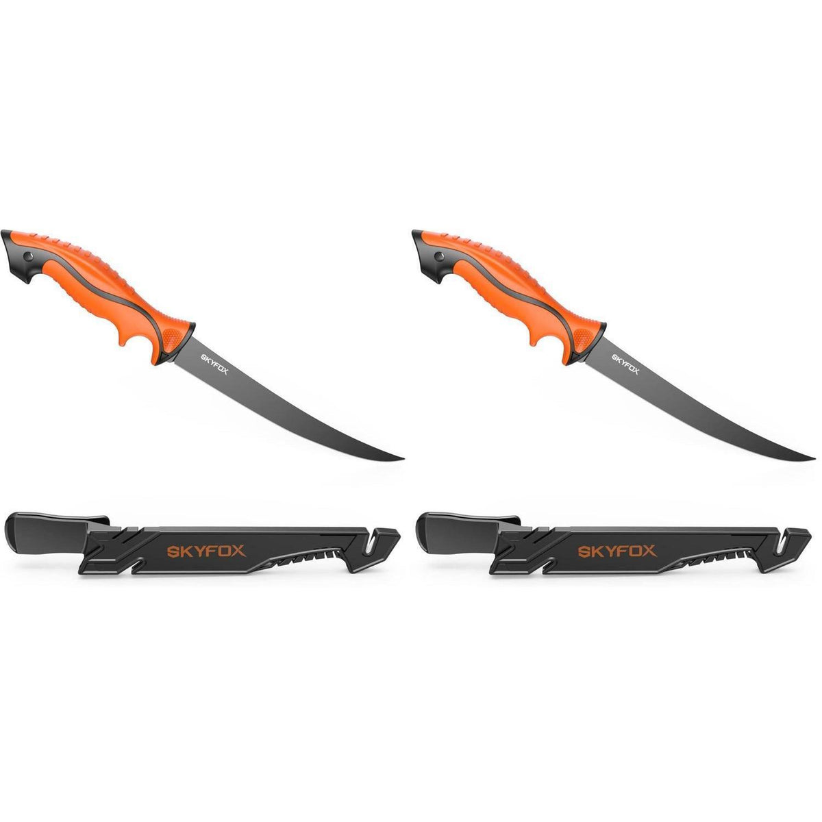 Filetiermesser Set 20.5cm | Fischmesser & Ausbeinmesser | Mit Messerschärfer