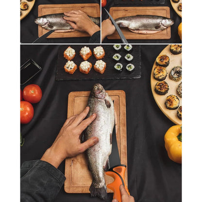 Filetiermesser Set 20.5cm | Fischmesser & Ausbeinmesser | Mit Messerschärfer