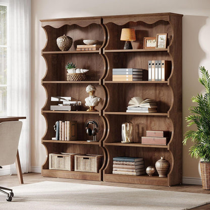 Geschwungenes Bücherregal Vintage Holzoptik 178 cm