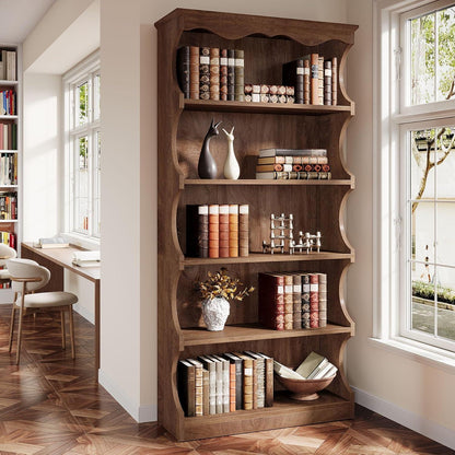 Geschwungenes Bücherregal Vintage Holzoptik 178 cm