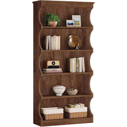 Geschwungenes Bücherregal Vintage Holzoptik 178 cm