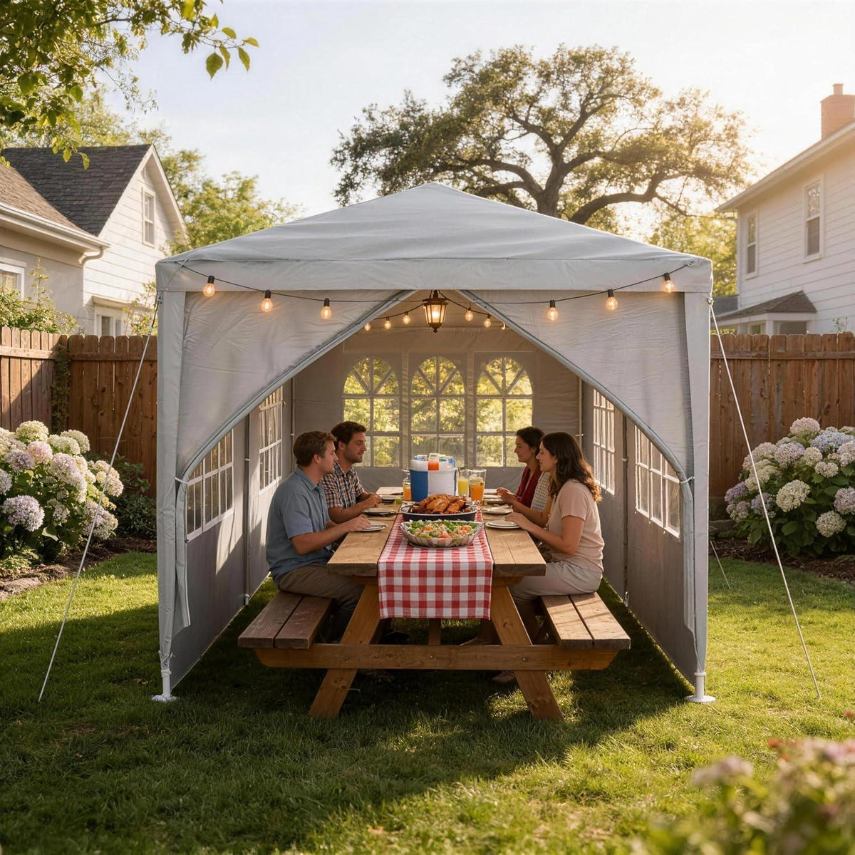 3x6m Partyzelt mit Seitenteilen – Gartenpavillon Grau
