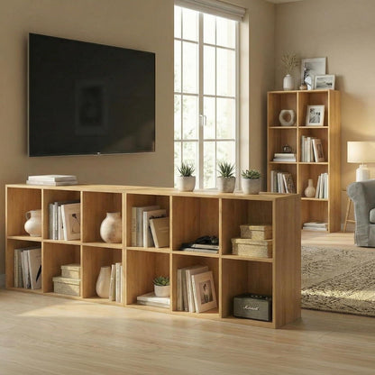 Holz Würfelregal 8 Fächer mit Rückwand – Bücherregal & Raumteiler
