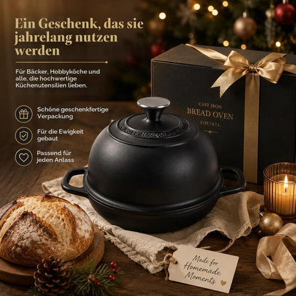 Gusseisen Dutch Oven Schwarz 4.7L Brotbacken & Schmoren