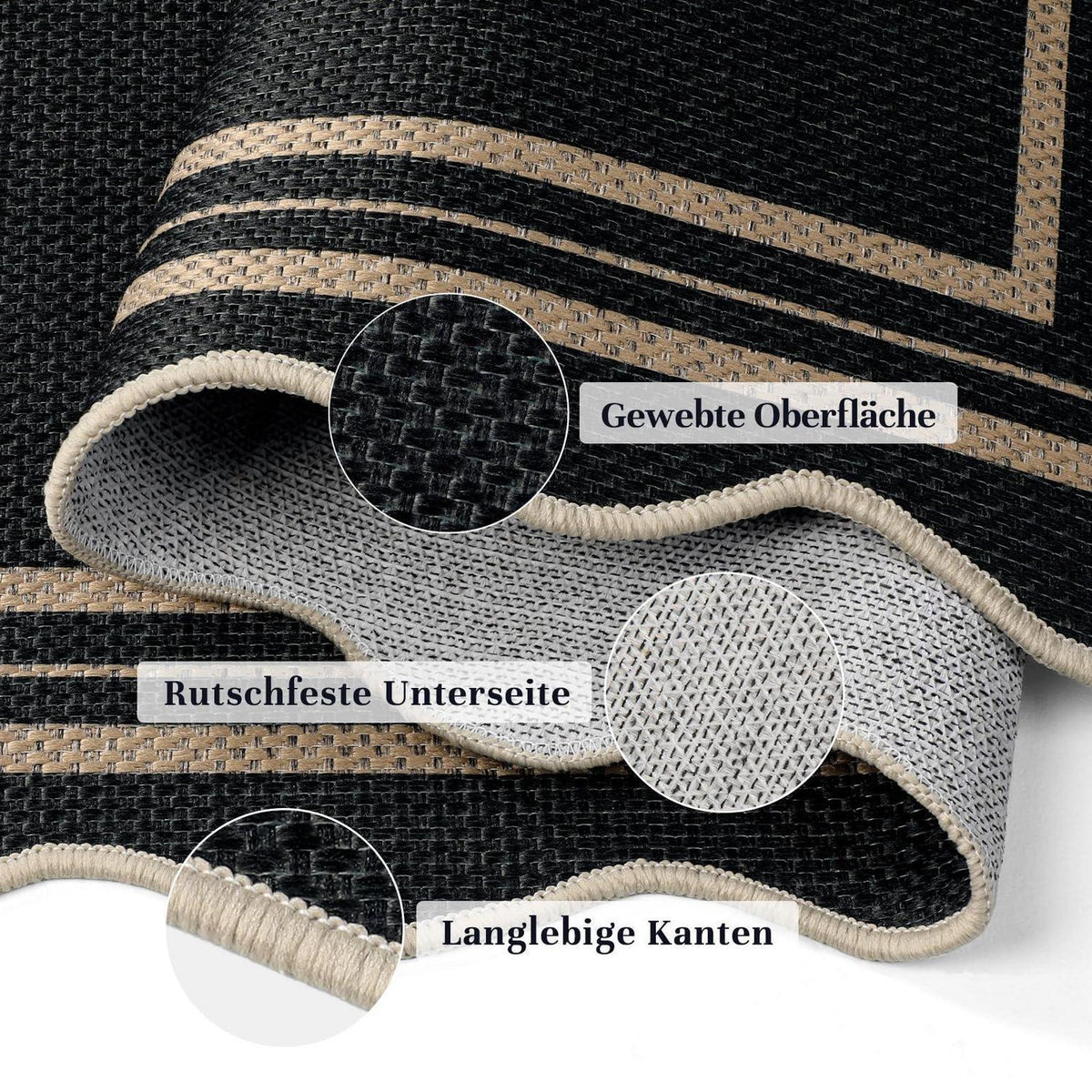 Jute-Optik Teppichläufer 80x200 cm – Rutschfest & Waschbar