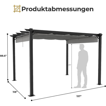 LEADZM Pergola 3x4m – Freistehender Pavillon mit Schiebedach