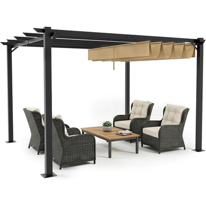 LEADZM Pergola 3x4m – Freistehender Pavillon mit Schiebedach