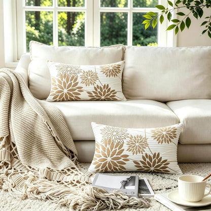 2x Kissenbezug Beige Kordsamt 30x50 cm - Landhaus Deko