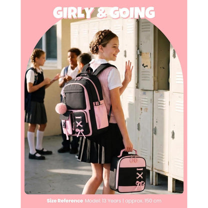 Schulrucksack Set Mädchen 3-7 Klasse | Leicht, Rosa & Schwarz