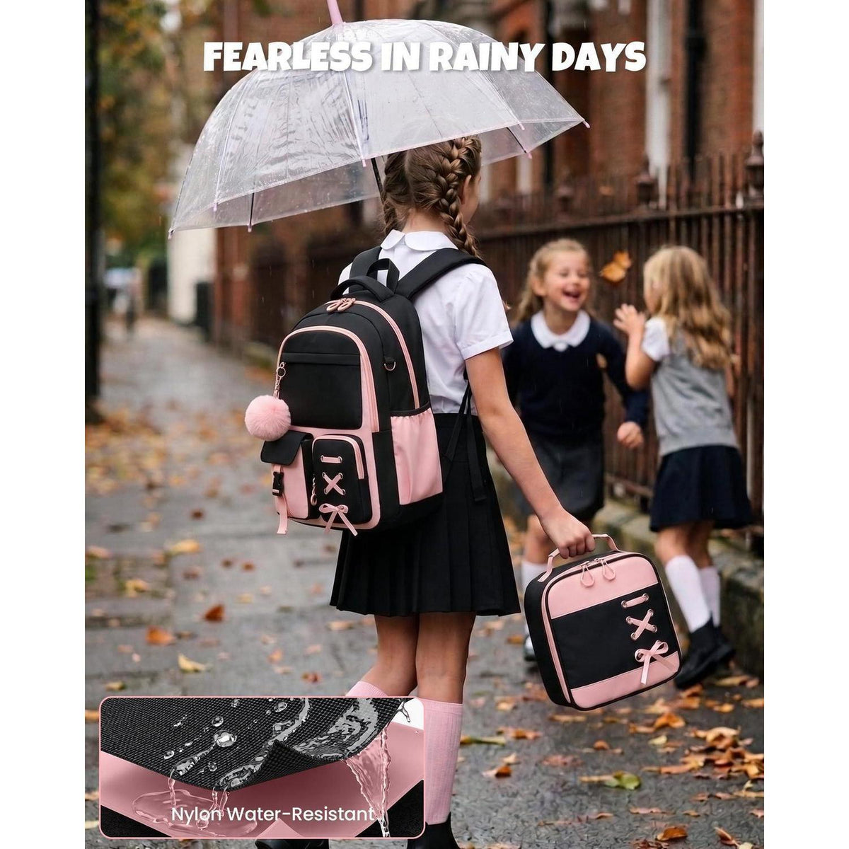 Schulrucksack Set Mädchen 3-7 Klasse | Leicht, Rosa & Schwarz