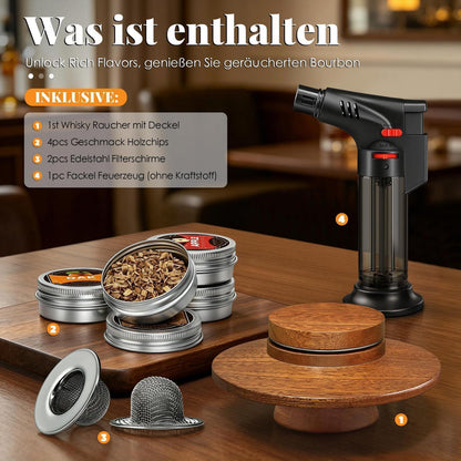 Whisky Räucher Set mit Feuerzeug & Holzspäne für Cocktails