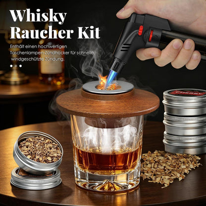 Whisky Räucher Set mit Feuerzeug & Holzspäne für Cocktails