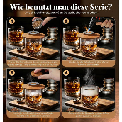 Whisky Räucher Set mit Feuerzeug & Holzspäne für Cocktails