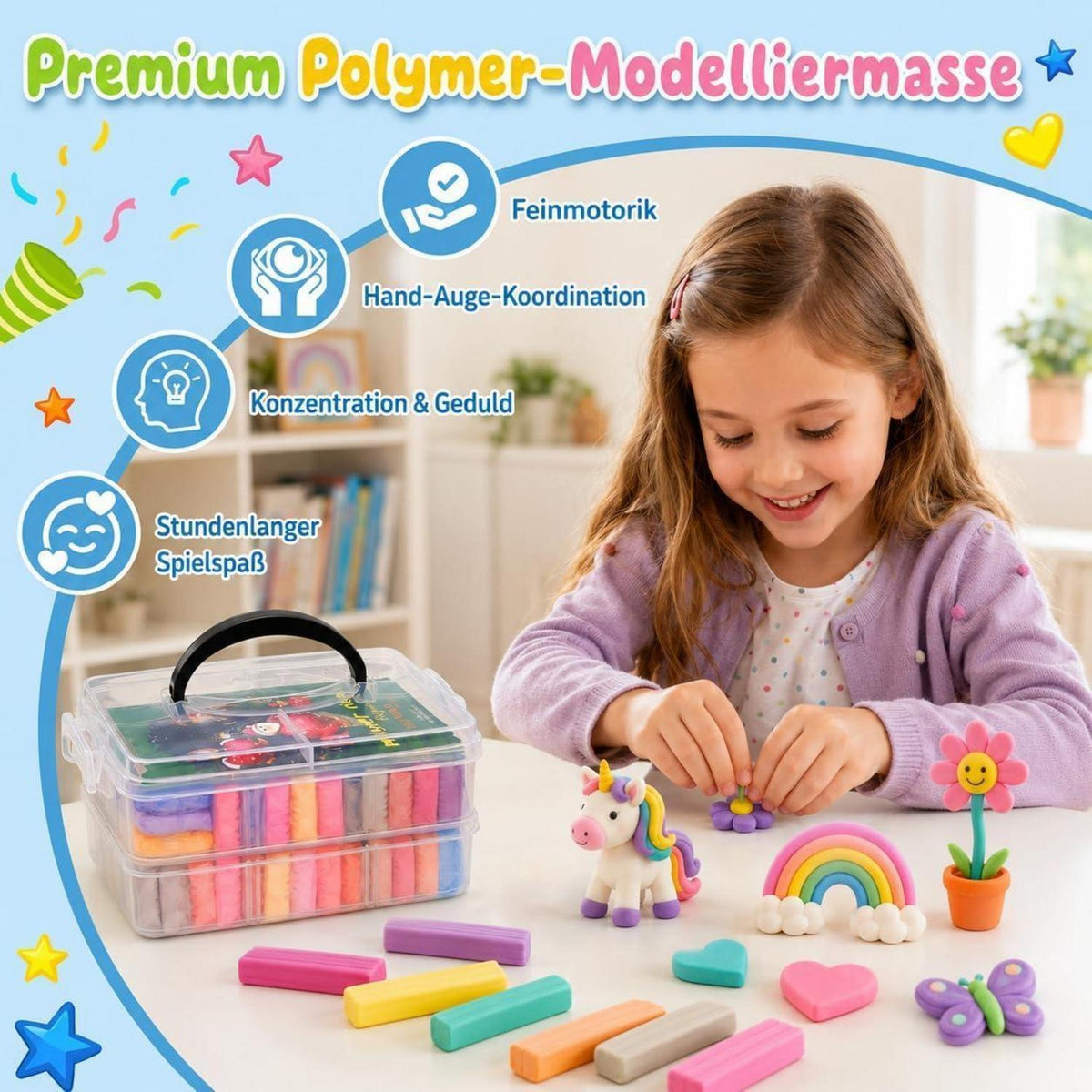 Polymer Clay Set 48 Farben – Modelliermasse für Schmuck & DIY