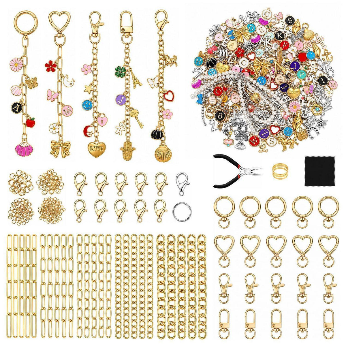 325-teiliges Schmuck Selber Machen Set für Schlüsselanhänger & Taschen