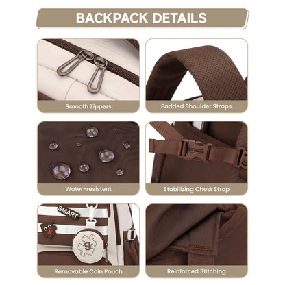 Schultrolley Rucksack Mädchen 3-9 Klasse, Braun, Höhenverstellbar