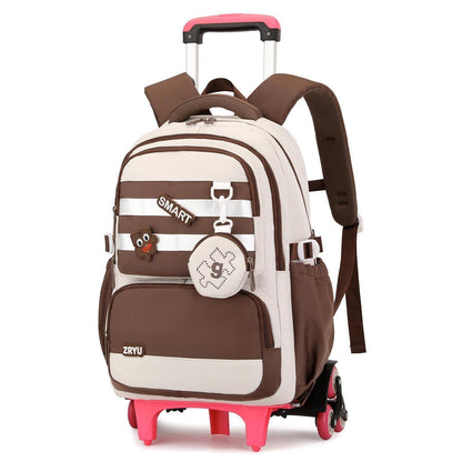 Schultrolley Rucksack Mädchen 3-9 Klasse, Braun, Höhenverstellbar