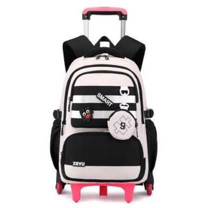 Schultrolley Rucksack Mädchen 3-9 Klasse, Abnehmbar & 6 Räder