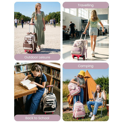 Schultrolley Rucksack Mädchen 3-9 Klasse Lila, Höhenverstellbar
