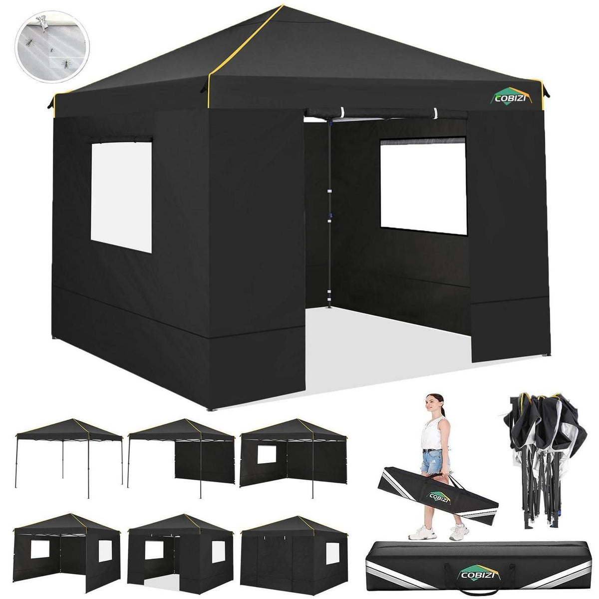 Faltpavillon 3x3 m mit Seitenteilen – Wasserdicht & Winterfest