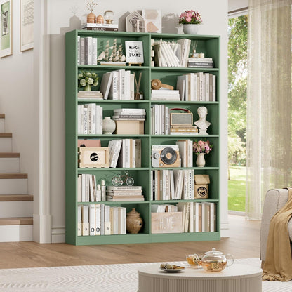 Bücherregal 12 Fächer – Grün, Standregal für Wohnzimmer & Büro