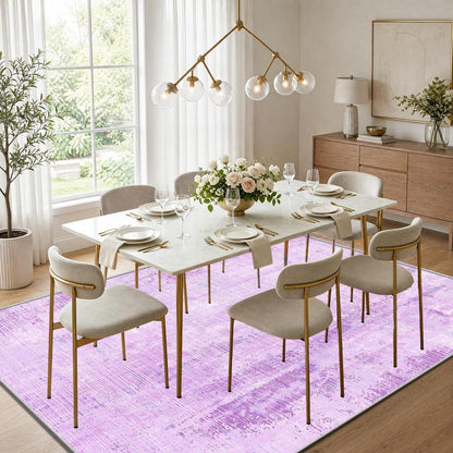 Vintage Teppich Lila 160x230cm – Weicher Kurzflor Teppich Wohnzimmer