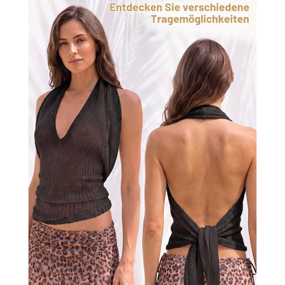 Damen Poncho Netz Schal Off-Shoulder Schwarz
