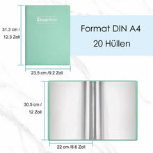 Zeugnismappe A4 mit 20 Klarsichthüllen – Mintgrün