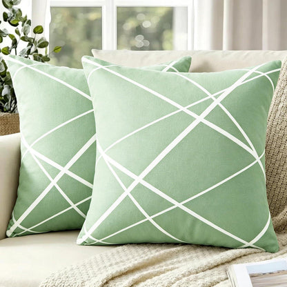 Samt Kissenbezug 40x40 Salbeigrün 2er Set Geometrisch