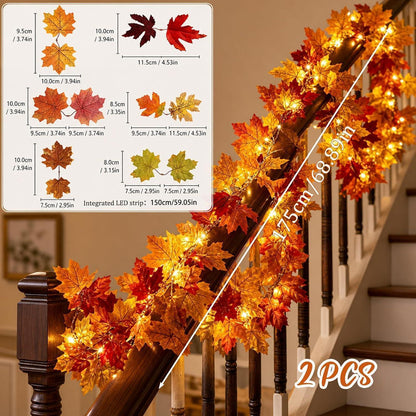 Herbstgirlande Blätterdeko – 2er Set für Zuhause & Garten
