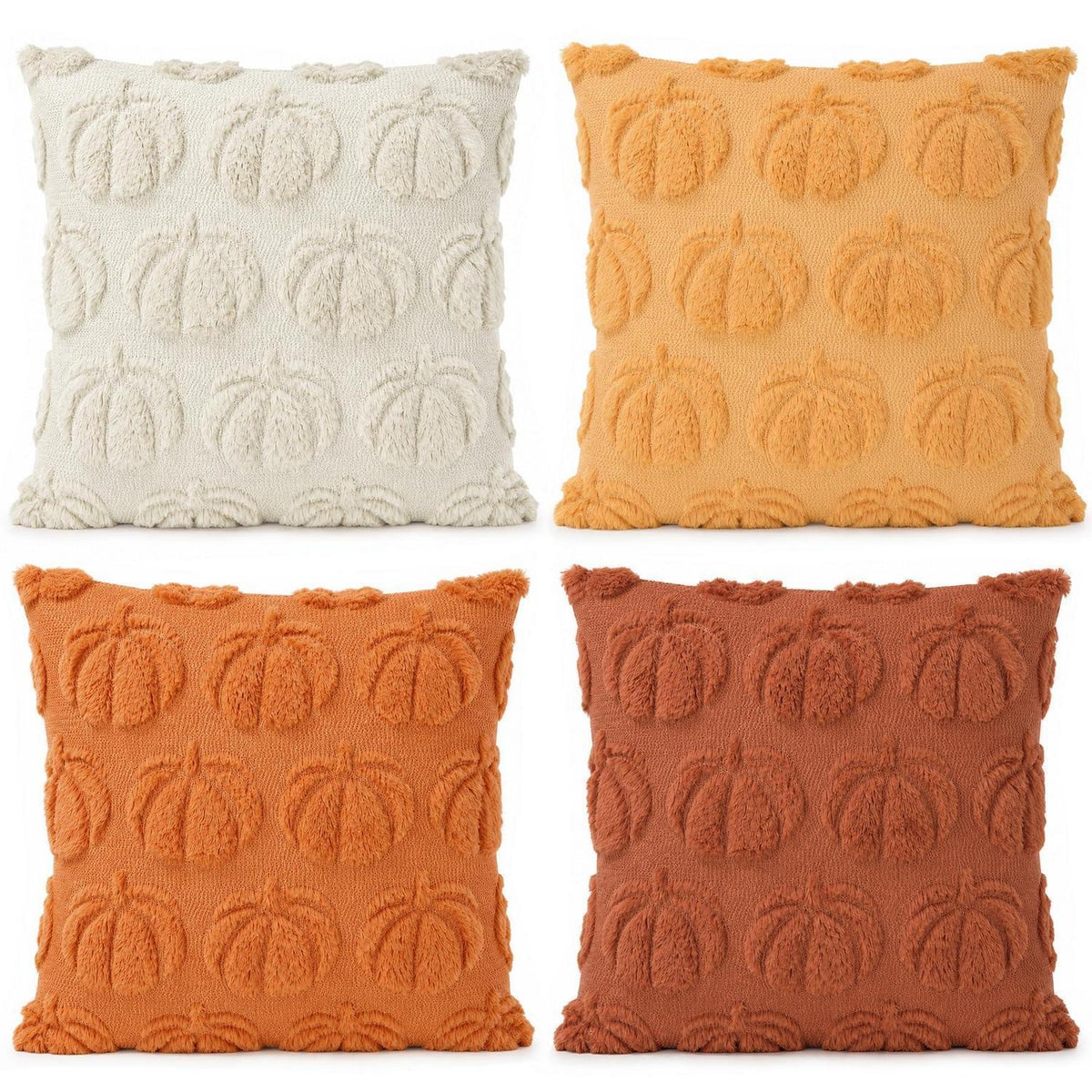 4er-Set Herbstkissenbezüge 45x45cm Kürbisdeko Orange