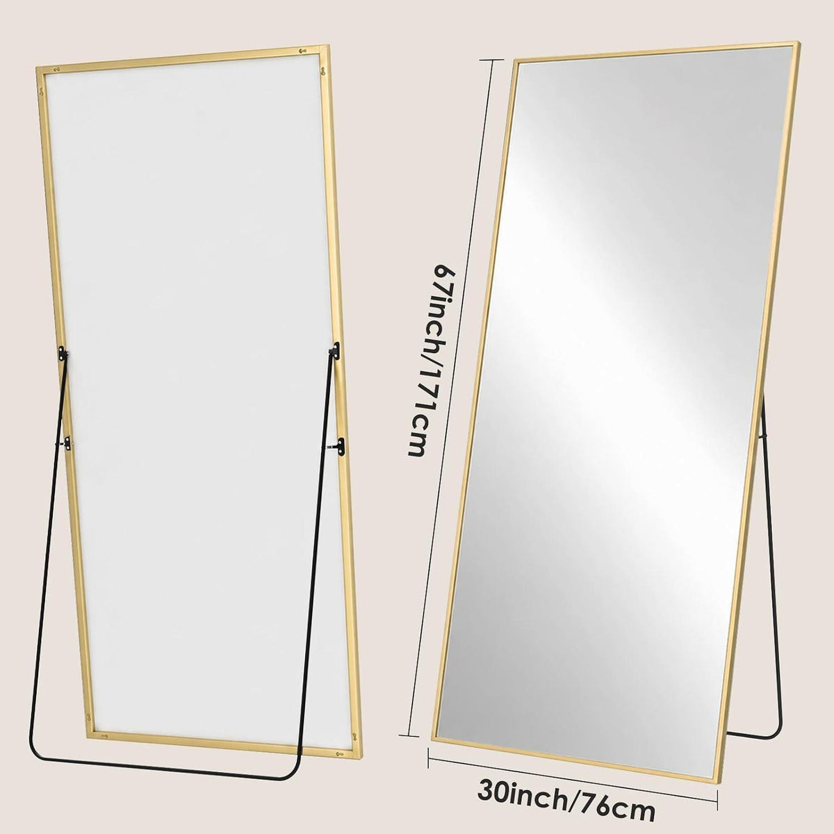 Großer Ganzkörperspiegel 171x76cm – Stand- & Wandspiegel Gold