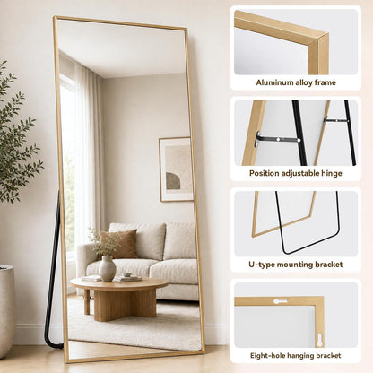 Großer Ganzkörperspiegel 171x76cm – Stand- & Wandspiegel Gold