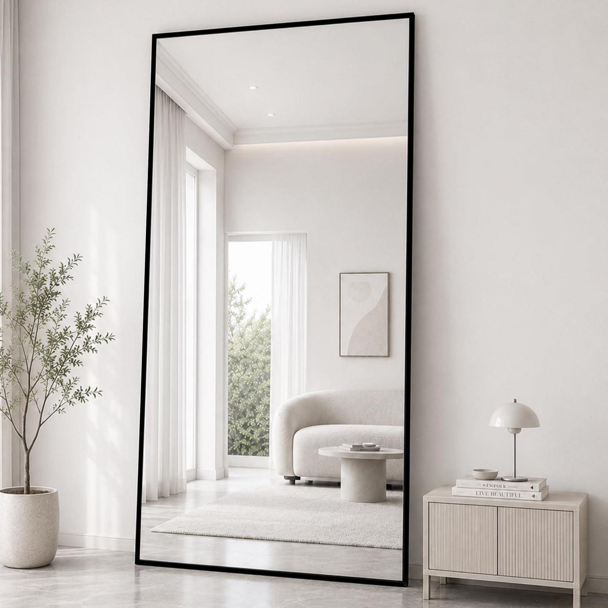 Ganzkörperspiegel 218x102cm – Stand- & Wandspiegel mit Aluminiumrahmen
