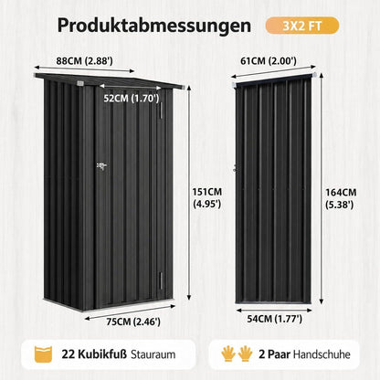 Kompaktes Gerätehaus mit 2 Regalböden – 3x2 ft, Schwarz