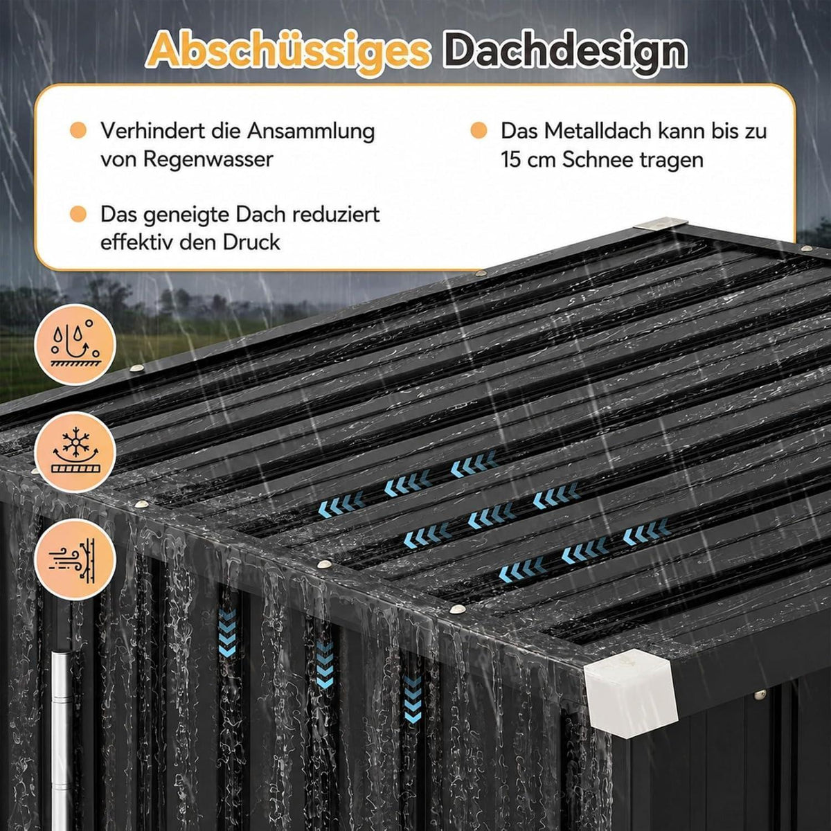 Kompaktes Gerätehaus mit 2 Regalböden – 3x2 ft, Schwarz