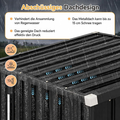 Kompaktes Gerätehaus mit 2 Regalböden – 3x2 ft, Schwarz