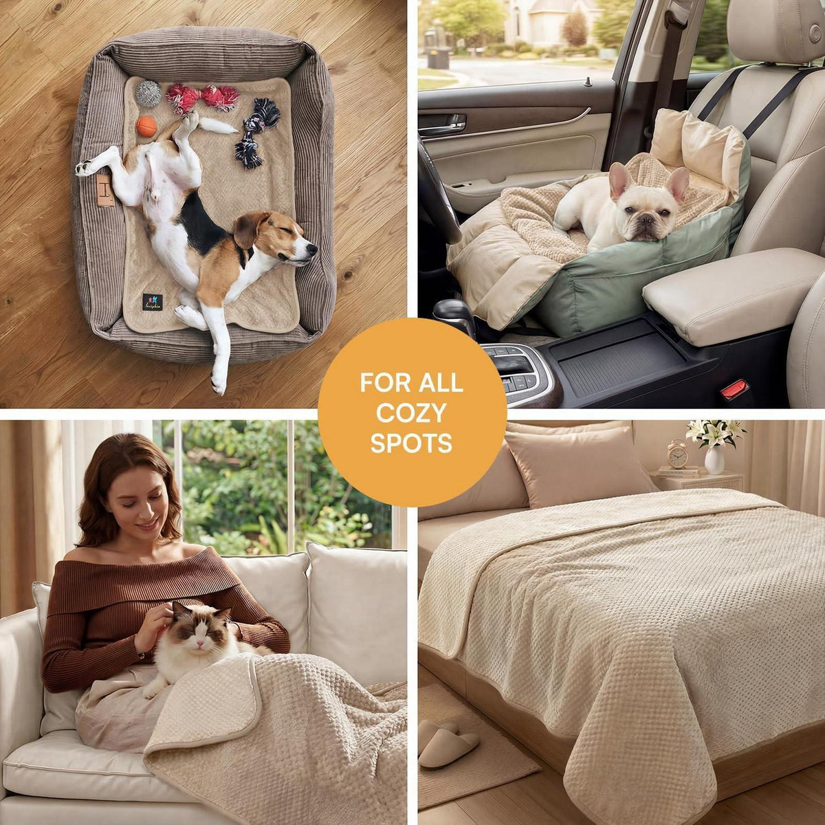 Wasserdichte Hundedecke Sofa Bett 145x216cm Khaki Beige XL