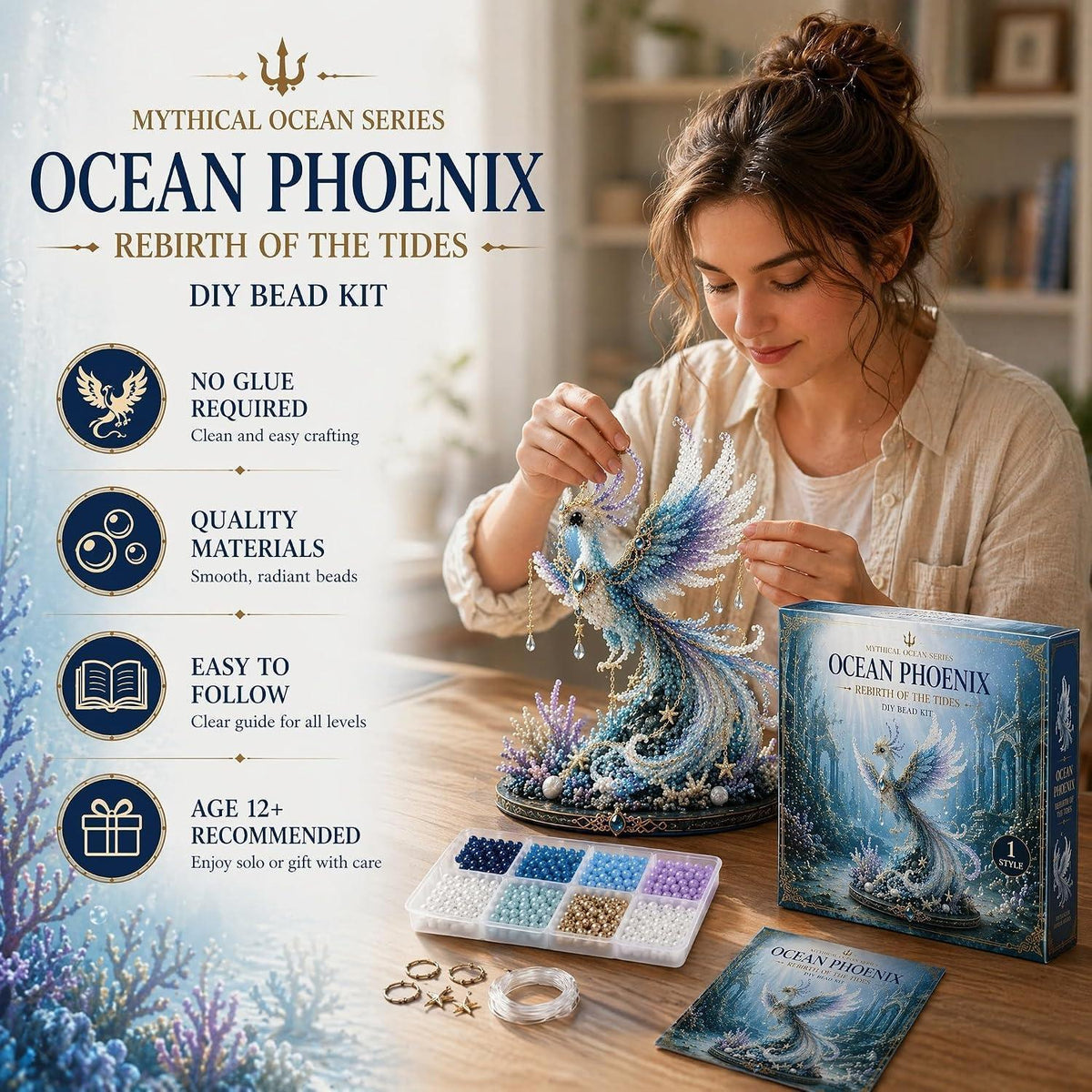 3D Perlen Tier Bastelset Phönix – Kreatives DIY Geschenk