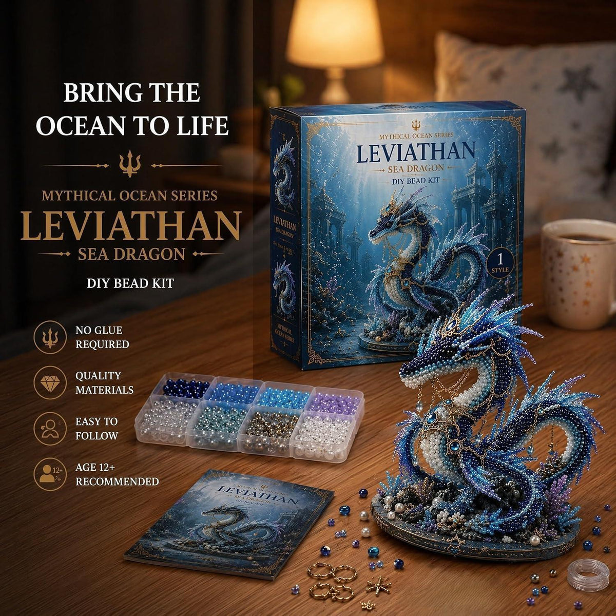 3D Perlen Tier Bastelset Drache – Kreatives DIY Geschenk für Erwachsene