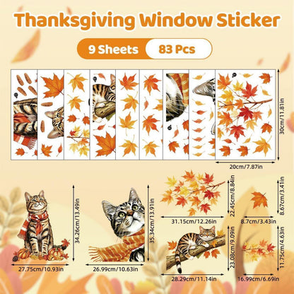 Herbst Fensterbilder PVC, 83 Stück Erntedank Deko, Ahornblatt Eichel