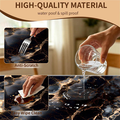 Elastische Tischdecke Rechteckig 160x90 cm – Schwarz Marmor