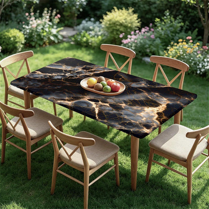 Elastische Tischdecke Rechteckig 160x90 cm – Schwarz Marmor