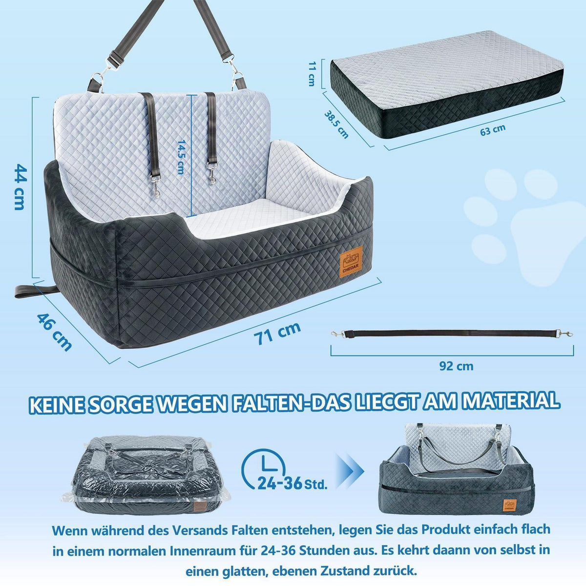 Hundesitz Auto Memory Foam – Komfortabel & Sicher für Große Hunde