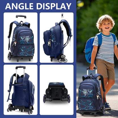 Rucksack mit Rollen für Kinder – Schultasche mit Trolley, Schwarz