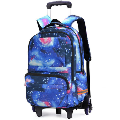 Rucksack mit Rollen für Kinder – Blauer Schulrucksack mit Trolley