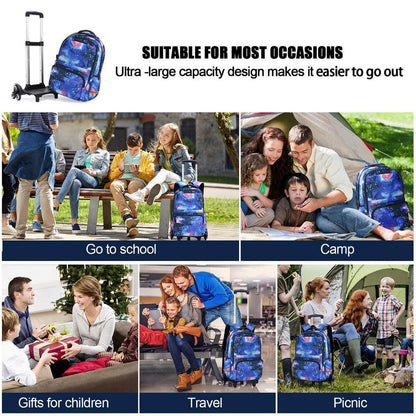 Rucksack mit Rollen für Kinder – Blauer Schulrucksack mit Trolley