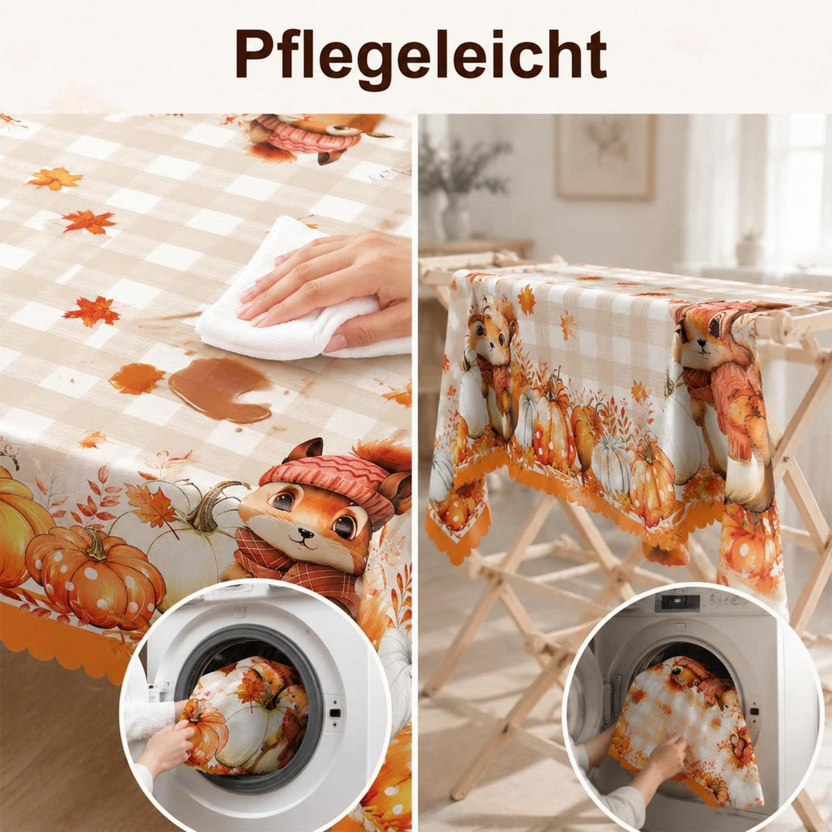 Kürbis Tischdecke Rechteckig – Herbstdeko für Thanksgiving